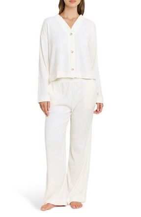 Honeydew Intimates Cozy Up Cardigan Long Pajamas in Marshmallow at Nordstrom, Size Large