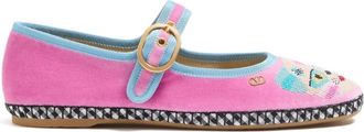 Valentino Garavani Mary-Jane beaded-embroidery ballet flats - women - Velvet/Rubber/Fabric - 35.5 - Pink