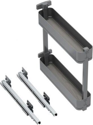 Emuca Emuca Botellero Lateral Extra&iacute;ble Harmony Con Cierre Suave, M&oacute;dulo Ancho 150mm Alto 700mm, Acero Y Madera, Gris Antracita