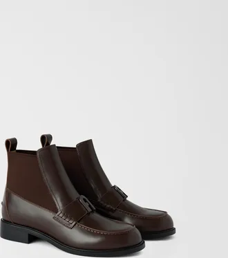 Furla College Ankle Boots Cioccolato Brown Calf Leather With Shining Effect Woman