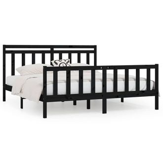 Berkfield Home Bed Frame Black Solid Wood Pine 200x200 cm
