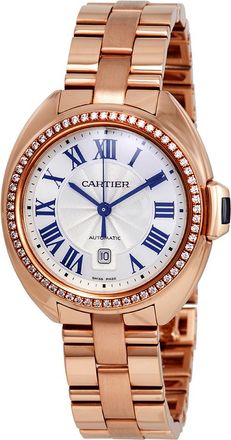 Cartier Pre-owned Cartier Cle Diamond Silver Flinque Sunray Dial Ladies Watch WJCL0003
