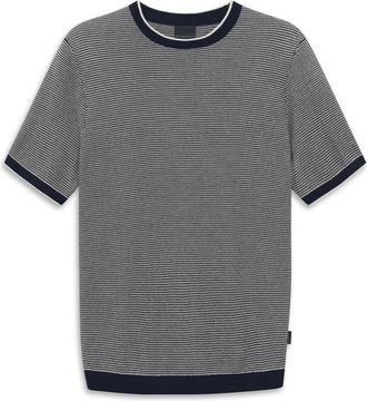 Bugatti Gebreid T-shirt - Heren - T-shirts - Blauw - L - Katoen - Tops