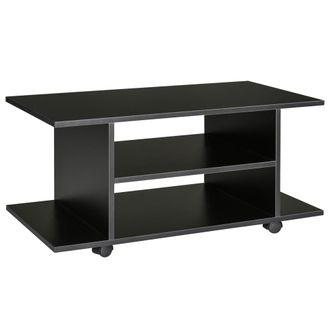 HOMCOM Mueble Para Televisi&oacute;n Mesa Para Tv Con Estantes Y Ruedas Con Bloqueo Superficie De Melamina 80x40x40 Cm Negro