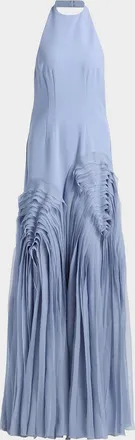 AMUR Elani Pleated Halterneck Gown
