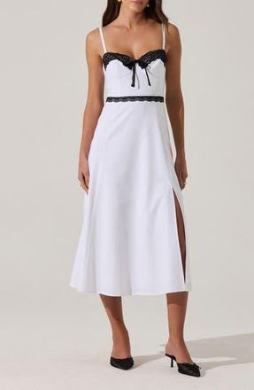 ASTR the Label Lace Contrast Bustier Dress in White at Nordstrom Rack, Size X-Small