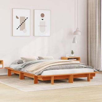 vidaXL Vidaxl - Cama Sin Colch&oacute;n Madera Maciza De Pino Marr&oacute;n Cera 120x200 Cm