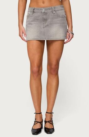 Edikted Chiara Low Rise Denim Miniskirt in Gray-Washed at Nordstrom, Size X-Large