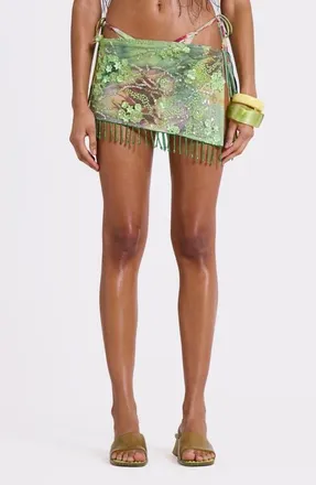 Jaded London Melona Embellished Wrap Miniskirt in Green at Nordstrom, Size Medium/large