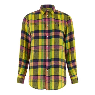 Polo Ralph Lauren Linen Shirt with Check Print - female - Polo Ralph Lauren - Shirts - Multicolor - XS - Blouses & Shirts