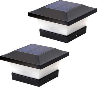 OEM Juego De 2 Farolas Solares Exteriores Para Postes, Ideales Para Iluminar Cercas Y Terrazas. Iluminaci&oacute;n Solar Led Blanca De Alto Brillo (6000k) Para P