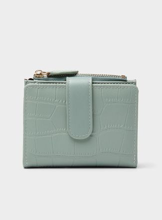 Simons Womens Croc-texture bifold mini wallet