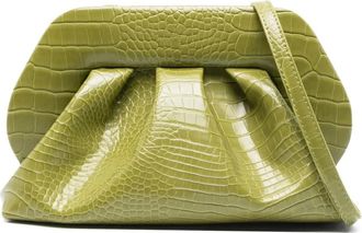 Themoirè Clutch Tia con effetto coccodrillo - Verde