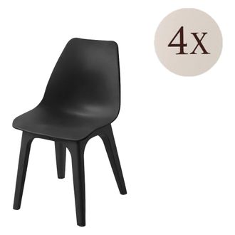 Dmora Silla De Exterior Montivilla, 4 Sillas, Soporta 120 Kg, Hecho En Italia, Tono Antracita, Negro Antracita
