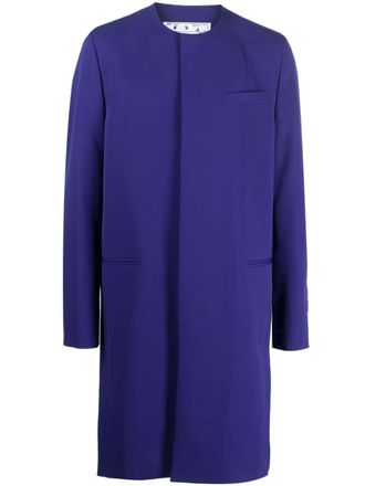 Off-white logo-patch single-breasted coat - Purple