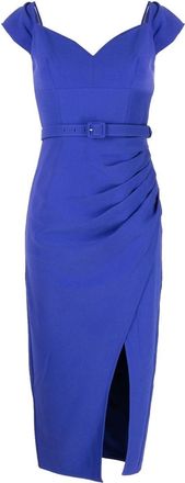 Self Portrait sweetheart-neck midi-dress - women - Polyester - 6 - Blue
