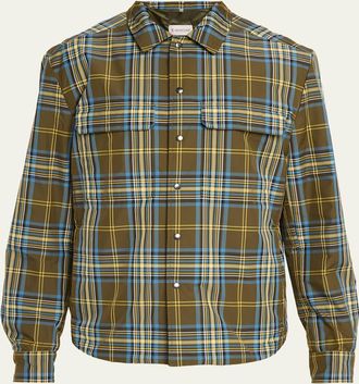 Moncler Mens Monogram Checked Nylon Shirt Jacket