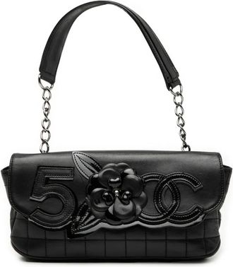 Chanel 2006-2008 Camellia CC Choco Bar No 5 Lambskin shoulder bag - Nero