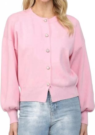 Fate Heart Button Cardigan In Pink