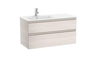 Roca Roca - Pack Unik Mueble Base De 2 Cajones + Lavabo The Gap Color: Fresno N&oacute;rdico - Medidas: 1005x460x537 Mm - Posici&oacute;n Del Lavabo: Izquierda
