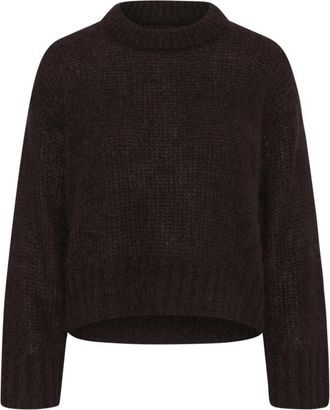 Part Two Sillepw Pu Strik - Dames - Ronde hals truien - Bruin - 3XL - Wol - Truien & Vesten
