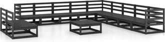 vidaXL Vidaxl - 12 Piece Garden Lounge Set Black Solid Pinewood