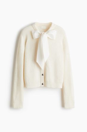 H&M Cardigan mit Zierschleife - Cremefarben