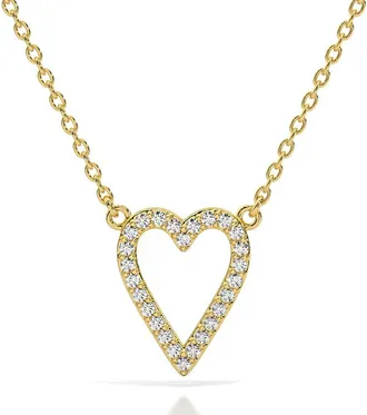 Pompeii3 1/5Ct Diamond Heart Pendant 14k Gold 18 Necklace Lab Grown 1/2