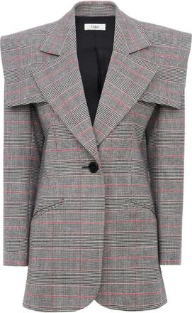 Chlo&eacute; Check-pattern Cape-detail Blazer