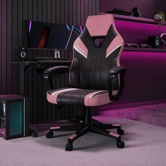 X Rocker Tempest Ergonomic PC Office Gaming Chair with Extra Wide Seat in Pink