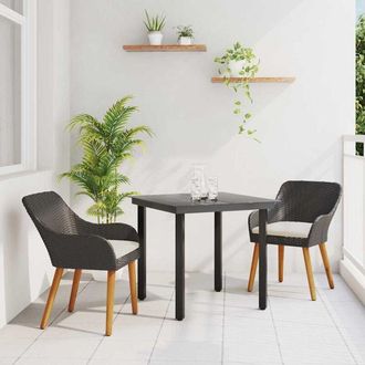 vidaXL Conjunto De Comedor De Jard&iacute;n 3 Pcs Negro Rat&aacute;n Sint&eacute;tico Vidaxl