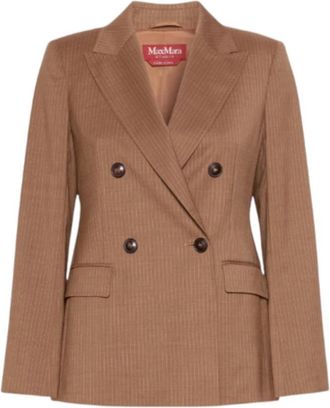 Max Mara Blazer doppiopetto sartoriale - Dames - Blazers - Bruin - S - Wol - Jassen
