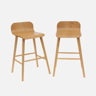 Sweeek Taburete De Bar Escandinavo De Madera De Hevea 67,5cm, Set De 2
