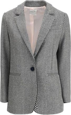 Forte_Forte Chic Chevron Wollen Jas - Dames - Blazers - Zwart - 2XS - Wol - Jassen