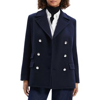 Theory Double Breasted Wool Peacoat Blazer in Baltic at Nordstrom Rack, Size 16