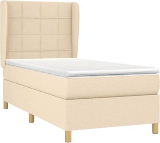vidaXL Cama Box Spring Con Colch&oacute;n Tela Color Crema 90x190 Cm Vidaxl