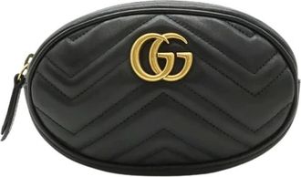 Gucci Pre-owned Belt Bags, female, Black, Size: ONE SIZE Pre-owned GG Marmont Leather Belt Bag