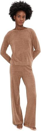 Barefoot Dreams CozyChic Ultra Lite(r) Jersey Roll Pullover Wide Leg Pants Womens Sweater Sable : MD (US 10-12), Nylon/Viscose