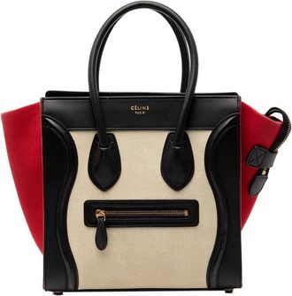 Celine Pre-owned Celine Micro Tricolor Canvas and Leather Luggage Tote Ladies S-GA-3185