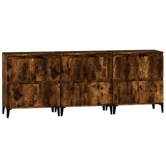 vidaXL Vidaxl - Aparadores 3 Uds Madera Contrachapada Roble Ahumado 60x35x70 Cm