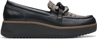 Clarks Womens Zylah May Loafer, Black Combi Textile Leather, 8.5 UK