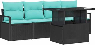 vidaXL Conjunto De Sof&aacute; De Jard&iacute;n 5 Uds. 4-n&uacute;mero De Plazas Negro Vidaxl