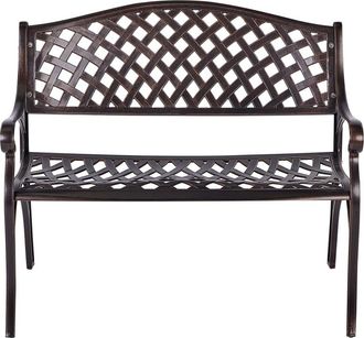 Beliani Banco de jard&iacute;n 104 cm Metal Marr&oacute;n