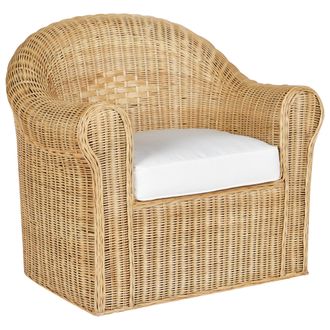 Beliani Beliani - Sill&oacute;n De Jard&iacute;n De Estilo Boho Fabricado En Rat&aacute;n Natural Con Cojines De Algod&oacute;n Livadeia