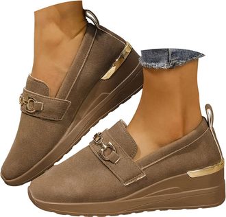 Generic Wedge Sneakers for Women Slip On Chunky Platform Low Top Canvas Shoes Womens Athletic Square Toe Casual Sneakers Outdoor Non Slip Tennis Walking Shoes