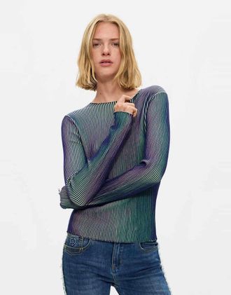 Desigual maglione in maglia iridescente blu