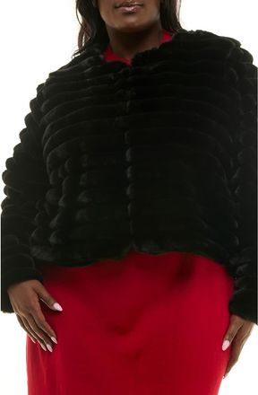 Nina Leonard Faux Fur Bolero Jacket in Black at Nordstrom Rack, Size 3X