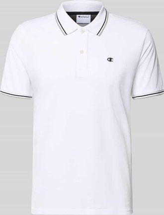 Champion Slim Fit Poloshirt mit Label-Stitching in Weiss, Gr&ouml;&szlig;e XXL