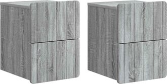 vidaXL Mesita De Noche De Pared 2 Uds. Gris Sonoma 33 X 34,5 X 43 Cm Vidaxl