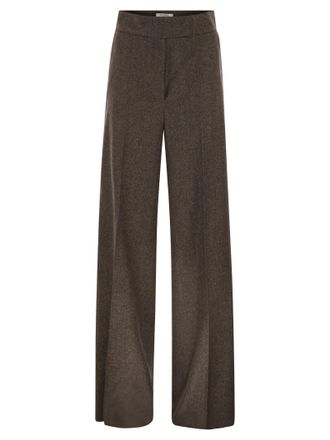 Max Mara Billy1234 Hose mit weitem Bein aus Wollflanell